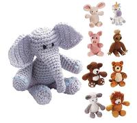 Leisure Arts Little Crochet Friend Animals Crochet Kit with Yarn, learn to crochet with this easy animal Crochet Kit for the beginner, from kids to adults, includes instructions, 8" Amigurumi Elephant