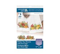 LEISURE ARTS Tea Towel 17"X28" Fruits 2Pc, Towel Set, Embroidery Kit, Bathroom Hand Towels, Kitchen Towel, Cross Stitch Kits, Stamped Cross Stitch Kits