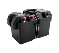 Leisure Battery Box with USB, 12V Battery Box with USB Ports, Marine Case with Voltmeter, Portable Power Centre 44 x 24.5 x 27 cm for Caravan, Motorhome, Boat, Yacht, Camping & Trades