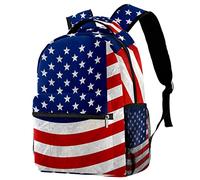 Leisure Campus Travel Backpacks, American Flag Stars Stripes Bags with Bottle Holder for Girls Boys
