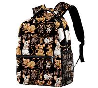 Leisure Campus Travel Backpacks, Cute Cartoon Mice Rats On Black Background Bags with Bottle Holder for Girls Boys