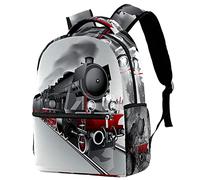 Leisure Campus Travel Backpacks, Railway Train Retro Bags with Bottle Holder for Girls Boys