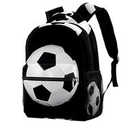 Leisure Campus Travel Backpacks, Soccer Ball Football Black Bags with Bottle Holder for Girls Boys