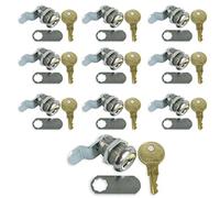 Leisure Coachworks 10 Pack 7/8" Keyed Camlock with Straight and Offset Cam Lock Latch Keyed Alike (10, 7/8")