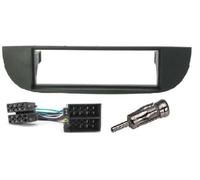 LEISURE DIRECT CD RADIO STEREO SINGLE DIN FASCIA FACIA SURROUND PANEL ISO WIRING & AERIAL ADAPTOR FULL KIT BLACK FOR FIAT 500