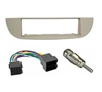 LEISURE DIRECT CD RADIO STEREO SINGLE DIN FASCIA FACIA SURROUND PANEL ISO WIRING & AERIAL ADAPTOR KIT IVORY BEIGE FOR FIAT 500