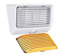 Leisure LED RV Exterior Porch Utility Light with Switch - 12v 280 Lumen Lighting Fixture. Replacement Lighting for RVs, Trailers, Campers, 5th Wheels. White Base, Clear and Amber Lens (White, 1-Pack)