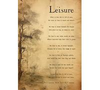 Leisure Poem Print by W.H. Davies, Vintage Style Wall Art with Tree Illustration, Sepia-Toned Literary Decor. Size A4
