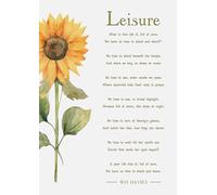 Leisure Poem Print with Watercolour Sunflower Art, W.H. Davies Poetry Wall Decor. Size A4