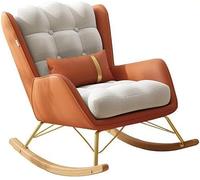 Leisure Rocking Chair and Footstool Set, Mid-Century Recliner Glider with Lumbar Pillow, Upholstered Wide Seat for Living Room, Accent Side Chair
