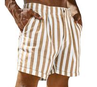 Leisure Shorts for Men Short Linen Blend Trousers Striped Summer Beach Shorts Comfortable Urban Pants Lightweight Summer Bottoms，Breathable Fitness Trousers Basic Joggers Bottoms for Daily Wear
