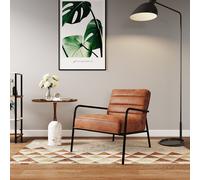 Leisure Soft PU Leather Cushioned Accent Armchair with Metal Frame