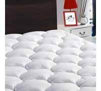 LEISURE TOWN Cotton Twin Mattress Pad Fitted Quilted Mattress Cover Pillow Top Mattress Topper Cooling Soft Breathable Mattress Protector with 8-21 Deep Pocket,Machine Washable (39x75 White)