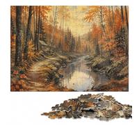 Leisure Wood Puzzle, Adults, Autumn Forest Stream Painting, 1000 Pieces | For home use: Jigsaw Puzzle for Adults: fresh-start puzzle gift, home hobby for puzzle fans.