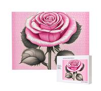 Leisure Wooden Jigsaw Puzzle Exquisite Beautiful pink roses Patterns for Family Interaction and Indoor Entertainment