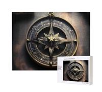 Leisure Wooden Jigsaw Puzzle Exquisite Magical Design Norse Runes Compass Patterns for Family Interaction and Indoor Entertainment