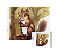 Leisure Wooden Jigsaw Puzzle Exquisite Nut-eating squirrel Patterns for Family Interaction and Indoor Entertainment