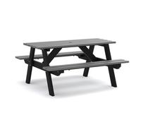 Leisurebench Eco 6 Seat Harry Recycled Plastic A-Frame Picnic Table 145Cm - Black/grey