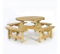 Leisurebench York 8 Seat Round 180Cm Picnic Table Durable Heavy Duty Pub Picnic Bench Green Pine