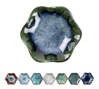 Leisuremix Coffee Spoon Rest for Coffee Bar, Small Ceramic Spoon Rest for Stove Top, Lotus-Leaf Spoon Holder for Kitchen Counter, Utensil Rest Spatula Rest Ladle Holder Tong Rest Green & Blue