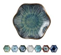 Leisuremix Coffee Spoon Rest for Coffee Bar, Small Ceramic Spoon Rest for Stove Top, Lotus-Leaf Spoon Holder for Kitchen Counter, Utensil Rest Spatula Rest Ladle Holder Tong Rest Misty Blue