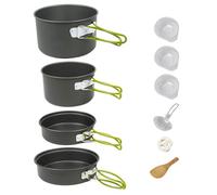 Leisurewize - 10-Piece Camping Cookware Set, Camping Pot, Small & Large Frying Pans, Plastic Bowls | Locking & Folding Handles, Portable Cookware Set for 3-4 People LW712