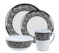 Leisurewize - 16-Piece Melamine Dinner Set | 4 Plates, 4 Side Plates, 4 Bowls, 4 Mugs | Lightweight, Heat Resistant, Dishwasher Friendly | Camping Motorhome Travel Cookery (Mistrel)