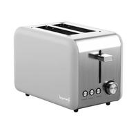 Leisurewize -2 Slice Toaster Grey with 6 Browning Levels, Extra Wide Slots, Defrost & Reheat Functions, Stainless Steel Body & Removable Crumb Tray