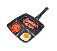 Leisurewize - 3 Section Non Stick, Multi Sectional Breakfast Pan | All in One Divided Skillet Grill Pan, Lazy Pan | Easy Clean with Removable Handle, for Camping, Travelling, Fishing LW713
