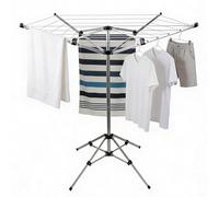 Leisurewize 4 Arm Rotary Clothes Airer with Pegs - Foldable Portable Outdoor Washing Line, Compact Camping Drying Rack for Garden, Caravan, Motorhome & Travel Use