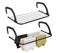 Leisurewize 5 Bar Radiator Clothes Airer Rack, 2-Pack - Foldable Hanging Drying Rack with Adjustable Arms, Space-Saving Laundry Dryer for Radiators, Bathrooms & Balconies, Indoor Clothes Airer