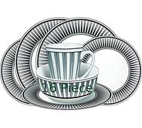 Leisurewize Camping Melanine Dinner Set 16pc Stripe- 100% Melamine