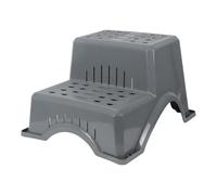 Leisurewize - Caravan Double Step Stool, Heavy Duty Plastic 2 Step with Anti-Slip Tread, Stackable Outdoor Step for Caravan, Motorhome & Camping, Grey 53x61x37cm