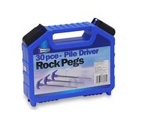 Leisurewize LW630 30-Piece Pile Driver Rock Peg Set - Hard Ground Twisters with Plastic Handles, Screw-Thread Peg