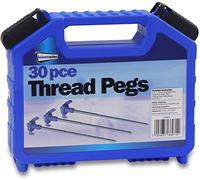 Leisurewize LW631 30-Piece Thread Peg Set - Ground Twisting Pegs with Plastic Holders, Screw-Thread Peg. Tent Accessories