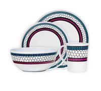 Leisurewize Melamine Honeycomb Design 16 pce 100% Melamine Dinner Set - Home, Camping, Travel