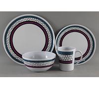 Leisurewize Melamine Honeycomb Design 16 pce 100% Melamine Dinner Set - Home, Camping, Travel