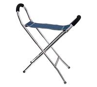 Leisurewize - Portable Blue Folding Walking Stick & Chair, Lightweight Alloy Frame - Foam Padded Handles (LW10)