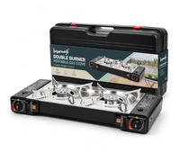Leisurewize - Portable Camping Black Burner Stove with Carry Case, Automatic Ignition & Heat Control, Butane Gas Stove | Outdoor Frying, Grill Plate BBQ Cooker EN417 & 521 Compliant (Double Burner)