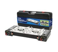 Leisurewize - Portable Camping Black Burner Stove with Carry Case, Automatic Ignition & Heat Control, Butane Gas Stove | Outdoor Frying, Grill Plate BBQ Cooker EN417 & 521 Compliant (Double Burner)