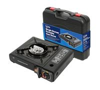 Leisurewize - Portable Camping Black Burner Stove with Carry Case, Automatic Ignition & Heat Control, Butane Gas Stove | Outdoor Frying, Grill Plate BBQ Cooker EN417 & 521 Compliant (Single Burner)