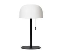 Leisurewize - Rechargeable Table Lamp - Cordless LED with Warm Ambient Light, Pull-Cord Switch, Water-Resistant Design for Bedroom & Sheltered Outdoor Use (White/Black)