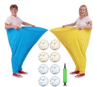 Leitee 2 Pcs Granny Pants Yard Games Set Include 2 Oversized Granny Pants 8 Glitter Beach Balls Air Pump Outdoor Tossing Games for Adults Family Birthday Party Team Relay Backyard Reunion Gatherings