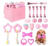 Leitee 20pcs Puppy Teething Toys for Small Medium Dogs Cute Chew Toy with Interactive Rope Plush Chew Rubber Toys, Treat Balls Interactive Dog Toy Gift with Storage Bag