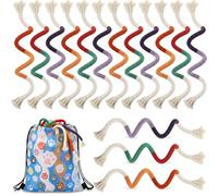 Leitee 21 Pcs Cat Chew Toy with Storage Bags Set 23 Inches Cat Teeth Cleaning Chew Ropes for Indoor Kittens Interactive Kitty Teeth Cleaning Toy for All Breeds