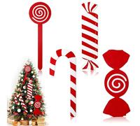 Leitee 4 Pcs 23.62 Inch Giant Christmas Candy Canes Ornament Extra Large Wood Lollipop Christmas Tree Decor Jumbo Candy Canes Peppermint Xmas Decoration for Indoor Outdoor Props Embellishment