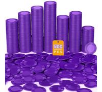 Leitee 500 Pcs Purple Plastic Poker Chips Bulk 1.5 Inch Mini Bingo Chips Tokens Markers Blank Casino Counting Discs Learning Math Counters for Adults Interlocking Game Counting Reward Card