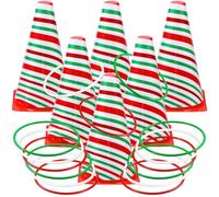 Leitee 6 Sets Candy Corn Ring Toss Game Plastic Cones Ring Combo Set Mini Traffic Cones Game for Sports Training Garden Backyard Outdoor Activities(Red White Green,Christmas Tree)