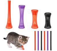 Leitee 60 Pcs Cat Spring Toys Kitten Tubes,Black, Orange, and Purple | Chinese Finger Trap Cat Toy For Indoor Cats, Mesh Tubes Plastic Coil For Pet Hunt Scratch