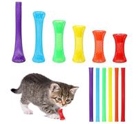 Leitee 60 Pcs Cat Spring Toys Kitten Tubes Indoor Interactive Chinese Finger Trap Cat Toys Plastic Coil for Pet Hunt Scratch(Rainbow Colors)